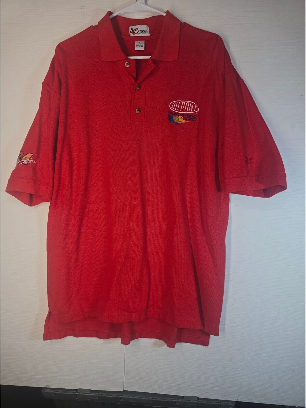 Chase Authentics Mens XL Red DuPont Jeff Gordon 24 NASCAR Racing Polo Shirt